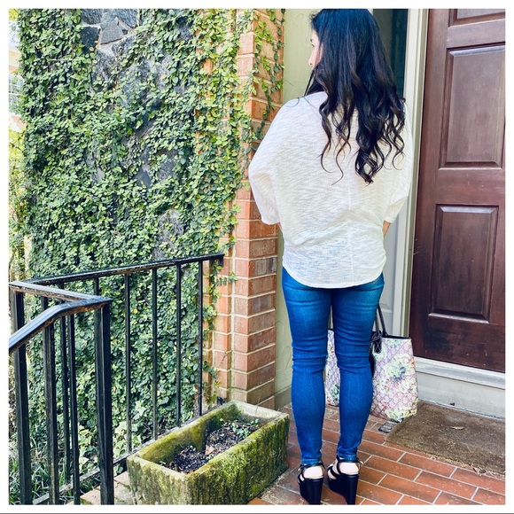 White tie front dolman sleeves loose fit tunic - Picture 5 of 8